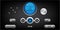 Hi-End User Interface Elements.Buttons, Switches, bars, power buttons, sliders.