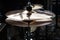 Hi-hat on stage, combination cymbal in a percussion drum kit for