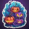 Hi-res Halloween sticker, funny lantern pumpkins