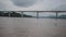 hi-speed bridge crossing mekong river in luangprabang northern of lao