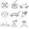 Hi-tech modern technology toys simple black outline icons collection eps10