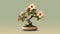 Hibiscus Bonsai Tree: Tropical Symbolism In Delicate Botanical Illustration