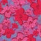 Hibiscus Garden-Flowers in Bloom seamless repeat pattern Background in pink, red, petrol and purple colours
