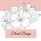 Hibiscus lily flowers floral design card template