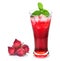 Hibiscus sabdariffa or roselle fruits and roselle juice