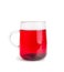 Hibiscus Tea, Dry Rose Drink, Cold Fruit Red Tea in Transparent Mug, Roselle Hibiscus Tea
