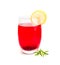 Hibiscus Tea, Dry Rose Drink, Cold Fruit Red Tea in Transparent Mug, Roselle Hibiscus Tea
