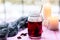 Hibiscus tea in glass Cup on a light background