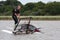 HICKLING BROAD, NORFOLK/UK - AUGUST 5 : Yachtsman attempting to