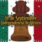 Hidalgo`s Bell, Confetti and Mexican Flag Colors for Independence Day, Vector Illustration