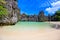 Hidden beach in Matinloc Island, El Nido, Palawan, Philippines - Paradise lagoon and beach in tropical scenery