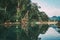 hidden blue lagoon lake near mountain in Vang Vieng, Laos