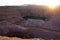 Hidden or Disappearing lake near Eilat, Israel in sunset time with sun beams