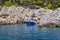 The hidden Fosforlu Cave in Porto Ceneviz Cove of Adrasan.