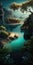 Hidden Lagoon Secluded Paradise Mobile Wallpaper. Generative AI