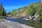 Hidden Lake Territorial Park with Cameron River on Canadian Shield in early Fall, Northwest Territories, Canada