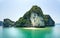 Hidden tropical beach in Halong bay, Vietnam