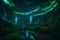 A hidden underground city with bioluminescent plants lighting the way