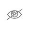 Hide line icon, strikeout eye outline logo illustration,