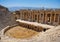 Hierapolis, Pammukale, Turkey. Ancient amphitheater. Panoramic landscape in the daytime. UNESCO Heritage Site. Historic Site.