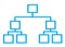 A hierarchy light blue line chart diagram showing the ranks and chain of operation of an organization white backdrop