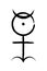 Hieroglyphic monad esoteric symbol, sacred geometry, The Monas Hieroglyphic, black brush stroke style. Mystical logo icon vector
