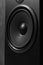 Hifi black loud speaker box in close up.Professional audio equipment