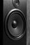 Hifi black loud speaker box in close up.Professional audio equipment