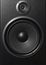 Hifi black loud speaker box in close up.Professional audio equipment