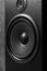 Hifi black loud speaker box in close up.Professional audio equipment