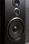 Hifi black loud speaker box in close up.Professional audio equipment