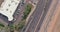High above panorama view of a freeway, interchanges the roads on interstate the traffic across America near Phoenix