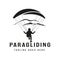 High Adventure Vintage logo design inspiration silhouette Paragliding landing. Paragliding logo design