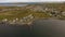 High aerial Newfoundland cinematic view of Bonavista Bay.