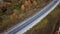 High Aerial view of an empty interstate highway. Autumn landscape.