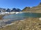 High alpine lake Furggasee (Furgga Lake or See Furggasee) in the mountainous area of the Albula Alps