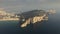 High altitude aerial shot of famous Montagna Spaccata or Broken Mountain in Gaeta. Italy