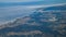 High altitude Aerial shot from plane over Viana do Castelo district in Portugal