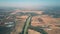 High altitude aerial view of the Guadalquivir river and farms, Spain