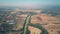 High altitude aerial view of the Guadalquivir river and farms, Spain