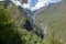 High-altitude jungle lush flora in green Rio Bianco Valley after Choquequirao pass, Andes, Peru