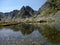 High altitude Mountain lake between ridges