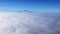 High altitude profile view of Mount Rainier St. Helens