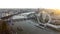 High Angle Aerial View of London Eye Wheel, Thames River