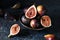 High angle bunch autumn figs plate. High quality and resolution beautiful photo concept