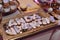 High angle closeup shot of elegant letter-shaped cookies