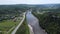 High-angle drone footage of the beautiful Mana river in Russia