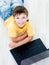 High angle portrait of boy with laptop