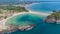 high angle shot Aerial view of sea â€‹â€‹bay in Thailand