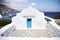 High angle shot of Agia Anna in Amorgos island, Greece under a blue sky